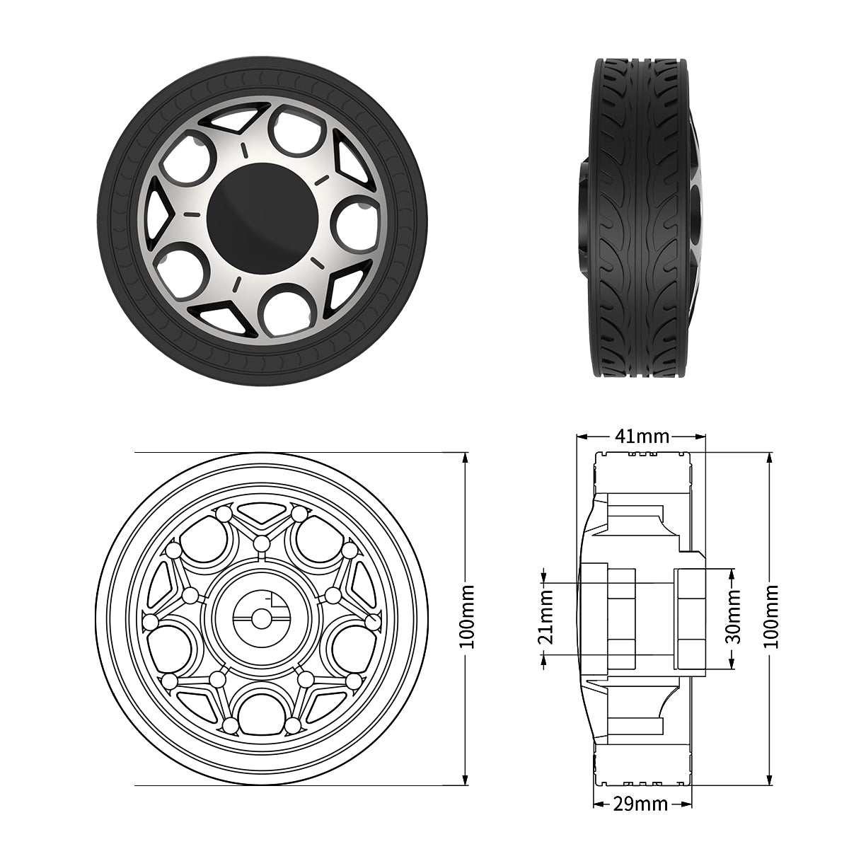 Solid Rubber Tire 100mm High Load-bearing and Wear-resistant Tire Robot Motor AGV Intelligent Car Tire
